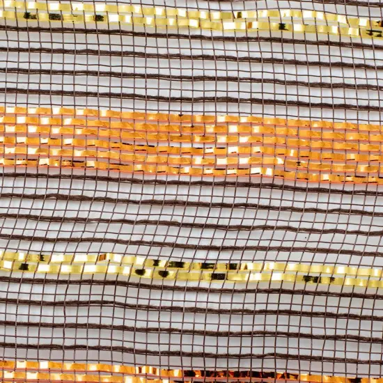 10" Faux Jute Metallic Mesh Ribbon: Brown, Orange, & Gold (10 Yards) {2}