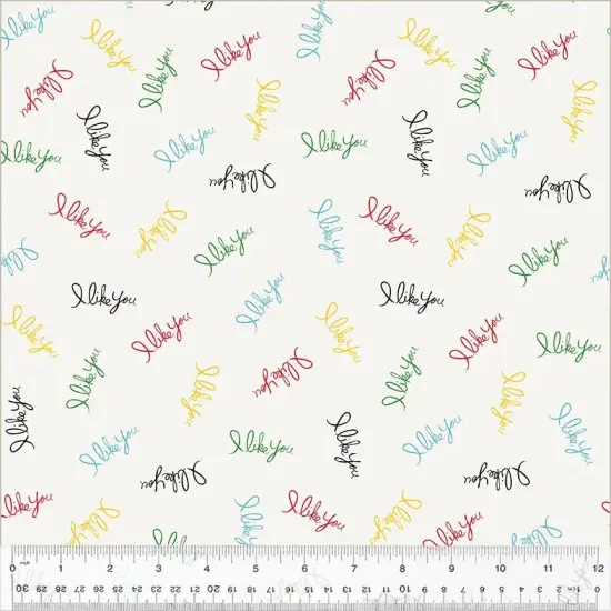 Multi I Like You Wideback cotton Fabric per yard {1}