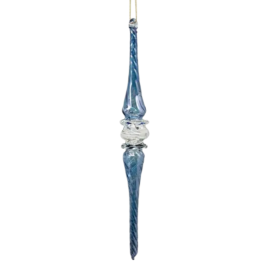 Frosted Blue Swirl Spire Ornament {1}