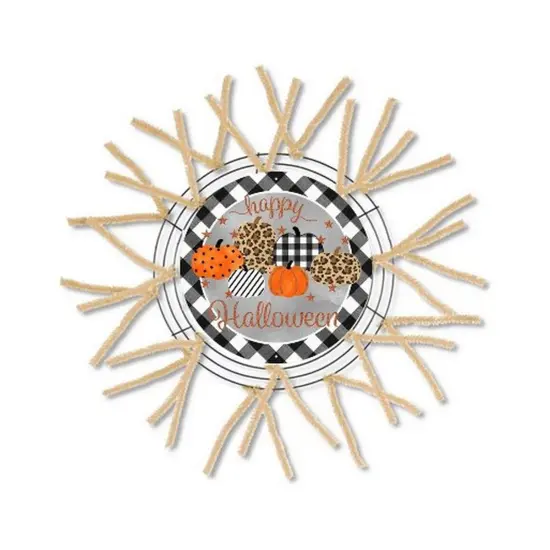 8" Metal Sign: Happy Halloween Pumpkins {2}