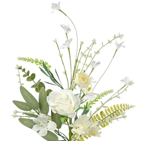 19" Rose Hydrangea Flower Spray: White/Cream {5}