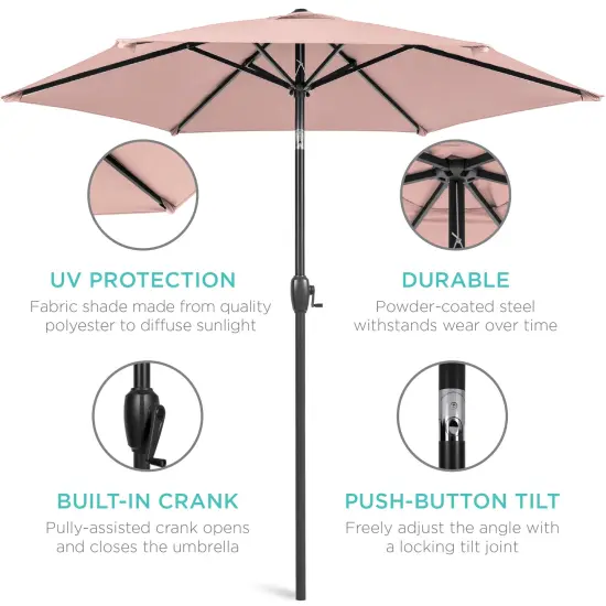 Best Choice Products 7.5ft Heavy-Duty Outdoor Market Patio Umbrella w/ Push Button Tilt, Easy Crank Rose Quartz {5}