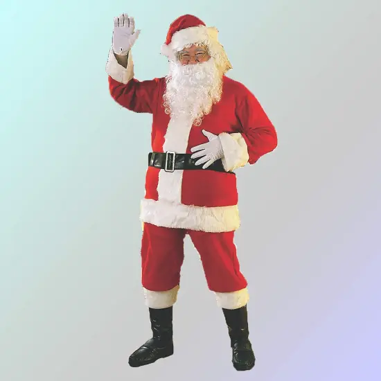 Mens Flannel Santa Claus Costume Jacket, Pants, Hat, Belt and Beard Set {2}