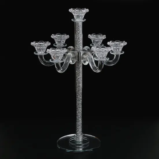 Tall Crystal Candelabra 7 Arms Gold/Silver {2}