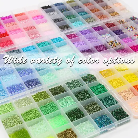 57600pcs 2mm Glass Seed Beads Small Craft Beads for DIY Bracelet Necklaces Crafting {4}