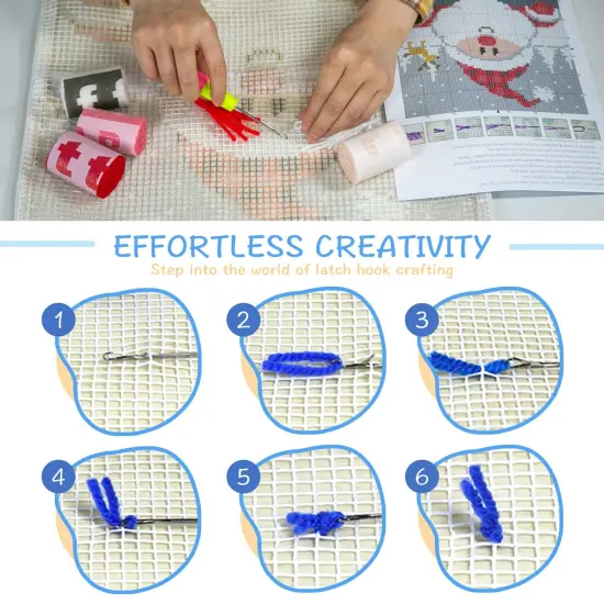 MIAOLLUN Latch Hook Kit, Christmas Latch Hook Kits for Adults DIY Decorative Pillowcase Embroidery Cross Stitch Arts Craft for Home Sofa Furniture 17X17inch Christmas Reindeer {5}