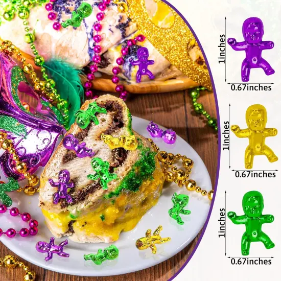 24 PCS King Cake Babies, 1 Inch Plastic Babies for Mardi Gras, Purple Green Gold Tiny Plastic Babies for Baby Shower Favors Ice Cube Game, Small Plastic Babies for Mardi Gras Party Decorations {2}