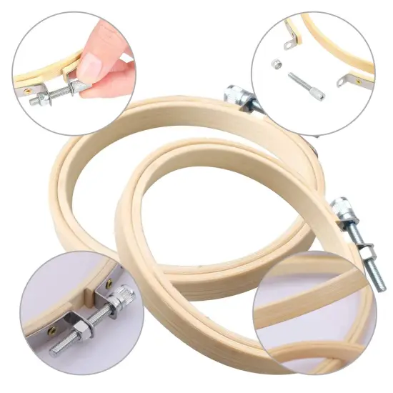 Cldamecy 12 Pieces 3 inch Embroidery Hoops,Round Bamboo Adjustable Circle Frame Cross Stitch Hoops for Christmas Ornament,Embroidery,Decoration,Art Craft and DIY Project {6}