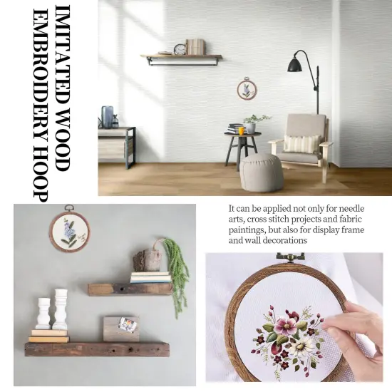 3 Pieces 4 Inch Embroidery Hoop Set Imitated Wood Display Frame Embroidery Hoops Circle Cross Stitch Hoop Ring for Art Craft Sewing and Hanging Ornaments Decor {3}