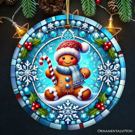 Crystal Snow Gingerbread Man Ornament, Magical Gift and Decor for Christmas Tree {5}