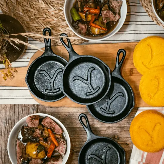 Lodge Yellowstone Mini Skillet, 5 inch Cast Iron Power Y Authentic Collectible Pre-Seasoned Cookware Inspired by the Hit TV Show {4}