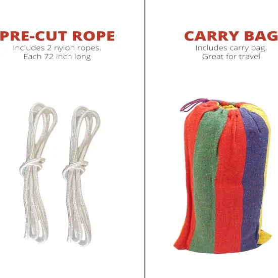 4E&rsquo;s Novelty Cotton Double Hammock - Portable Hammock with Ropes, Travel Bag, Max 450lb, Hammocks for Outside {4}