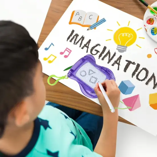 4E&rsquo;s Novelty 12 Pack Mini Magnetic Drawing Board for Kids - Erasable Magnetic Doodle Board Keychain Party Favors {2}