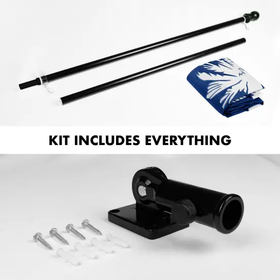 G128 - 6 Feet Tangle Free Spinning Flagpole (Black) South Carolina Flag Brass Grommets Embroidered 3x5 ft (Flag Included) Aluminum Flag Pole {2}
