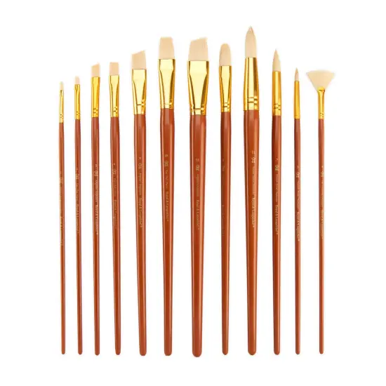 RSET-9318 | 12pc Bone Taklon Long Handle Variety Brush Set {2}
