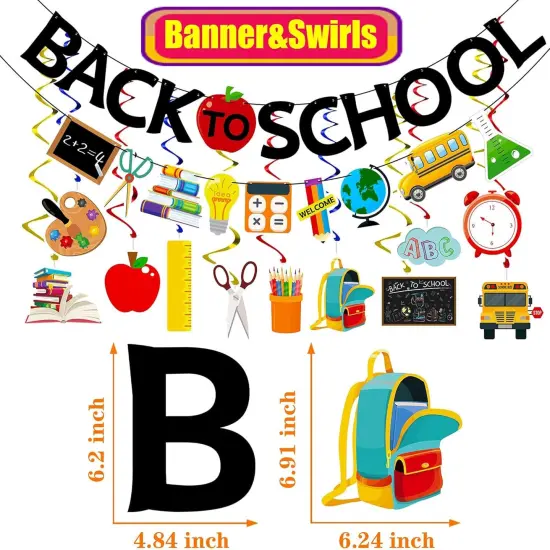 Back to School Banner Balloons Cake Topper School Decorations {3}