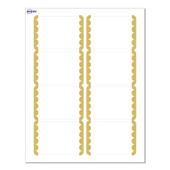 Avery® Printable Rectangle Adhesive Name Tags, Gold Dots Edge Design, 2-1/3" x 3-3/8", Matte White Removable Name Tags, Laser/Inkjet, 80 Total, Great for Name Badges {1}