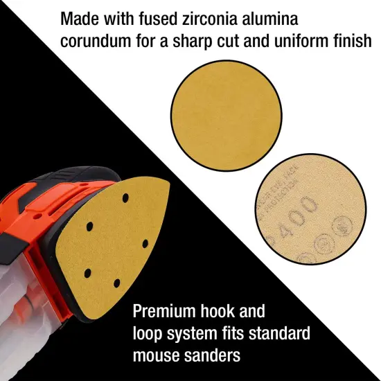 400 Grit - 5-Hole Pattern Hook & Loop Sanding Sheets for Mouse Sanders - Box of 24 {5}