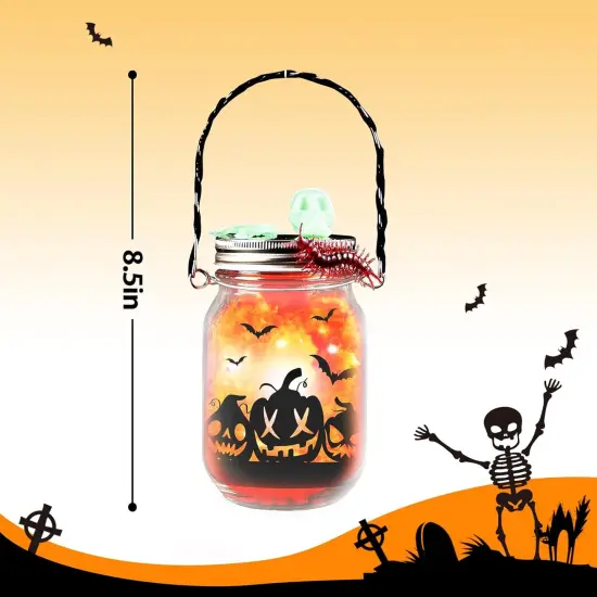 6pc - Glass Mason Jar DIY Lantern Kit,Halloween Craft Kit {2}