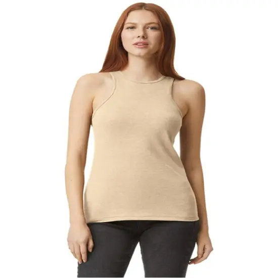American Apparel&reg; Ladies CVC Racerneck Tank Heather Charcoal {5}