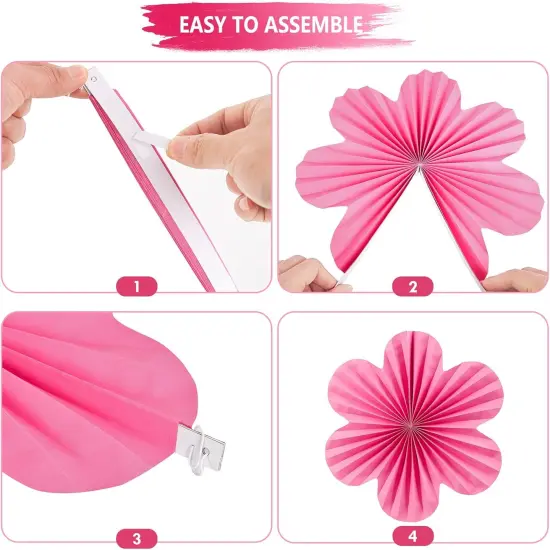 9 PCS Summer Paper Flowers Decorations for Wall Paper Fans Classroom Decoration Paper Floral Backdrop Decor Paper Fans Decoration {4}