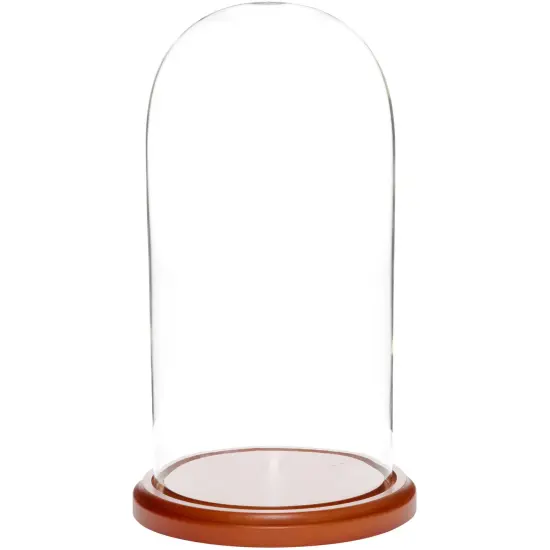 Plymor 5.5" x 11" Glass Display Dome Cloche Black Wood Veneer {2}