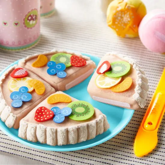 HABA Soft Fruit Tart Pretend Food Dessert with Felt Toppings & Plate Play Food Set - Toy Kitchen Accessories for Kids & Little Bakers Multicolor {4}