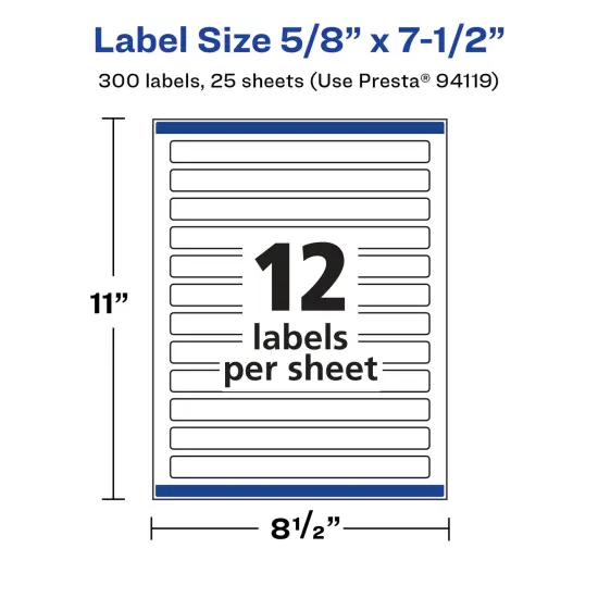 Avery Glossy White Rectangle Labels with Sure Feed, 5/8" x 7-1/2" {5}