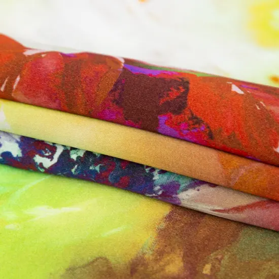 1 Yard Exclusive Italian Silk Charmeuse Green & Orange Painterly Floral Print, 55 Inches Wide {3}