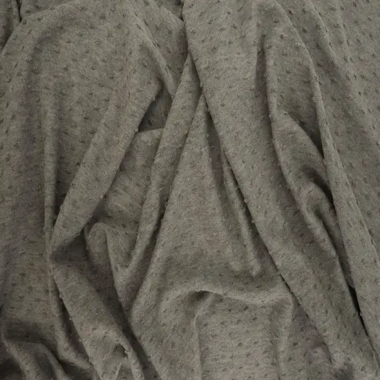 Knit Jacquard Swiss Dot Fabric 1 Yard Stretch Textured Lightweight 58/60" Wide Brown Coco {3}