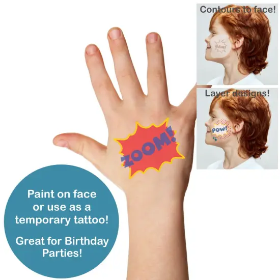 Comic Book Bubble Face Painting Stencil Set | Perfect for Face Painting, Temporary Tattoos, Birthday Party | Designer Stencils | {3}