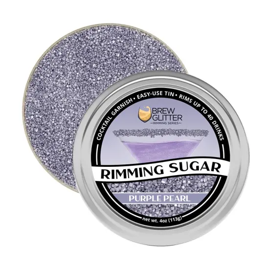 Brew Glitter - Purple Pearl Rimming Sugar (4oz, 1x Bar Tin) Cocktail Garnish for Mixed Drinks & Refreshments {5}