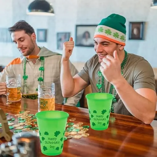 50 Pcs St Patricks Day Party Cups Disposable Plastic 16 Oz Bulk Party Supplies for Kids Adults By 4E&rsquo;s Novelty {2}