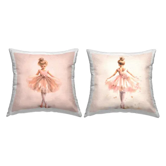 Dancing Star Ballerinas 2 PC Outdoor Printed Pillow Set Design by Andrea Haase, 18 x 7 x 18 {1}