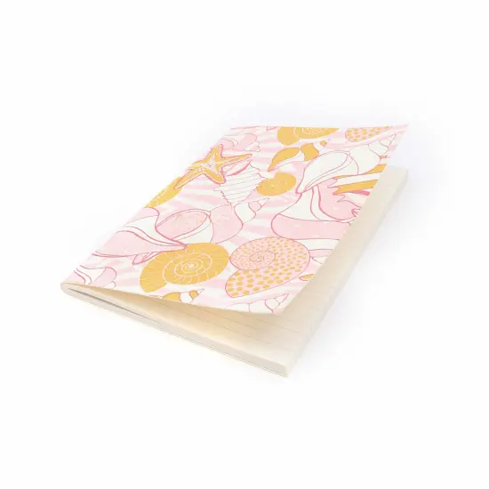 Soft Cover Orange Seashells Notebook - Pack of 5, 10 X 7 Inch {5}