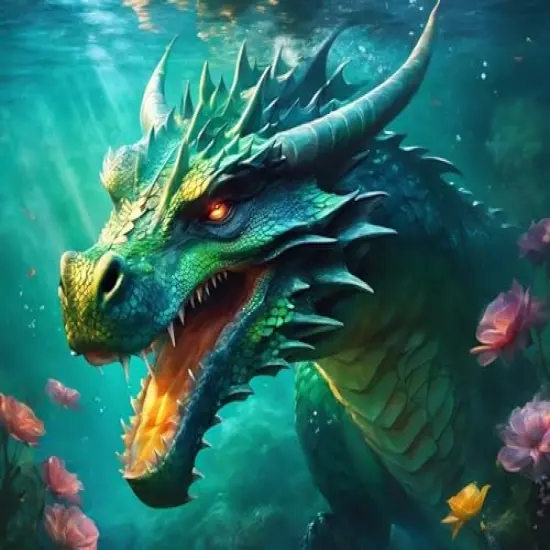 Green Dragon with Flowers Edible Icing Sheets- Assorted Image Cake Toppers-Frosting Sheets- Cookies- Cupcake Toppers for 1/4 Sheet Cake or Larger {1}