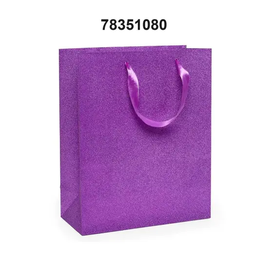 Sparkling Glitter Grain Totes Compact Size 7'' x 3 7/8'' x 9 1/16'' Purple {3}