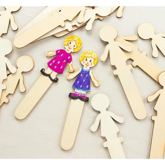 100-Pack Wooden People Shaped Craft Sticks, 5.8 x 2 x 0.1 Inch for DIY Arts and Crafts Projects, Crafting Supplies Brown {3}