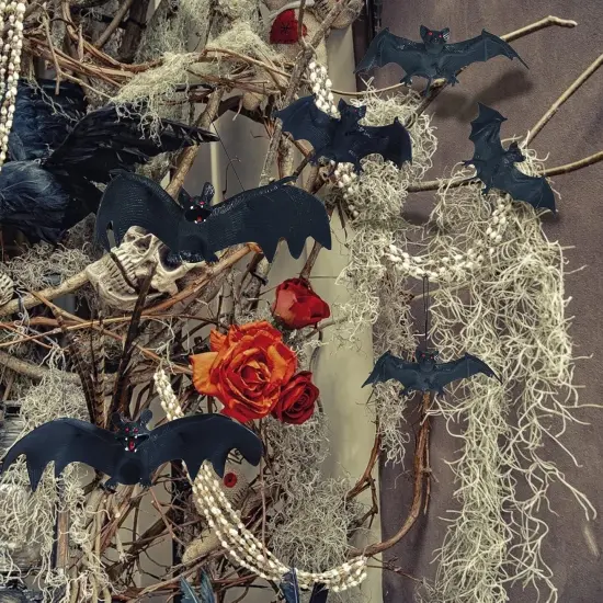 12pcs Halloween Rubber Hanging Bats {3}