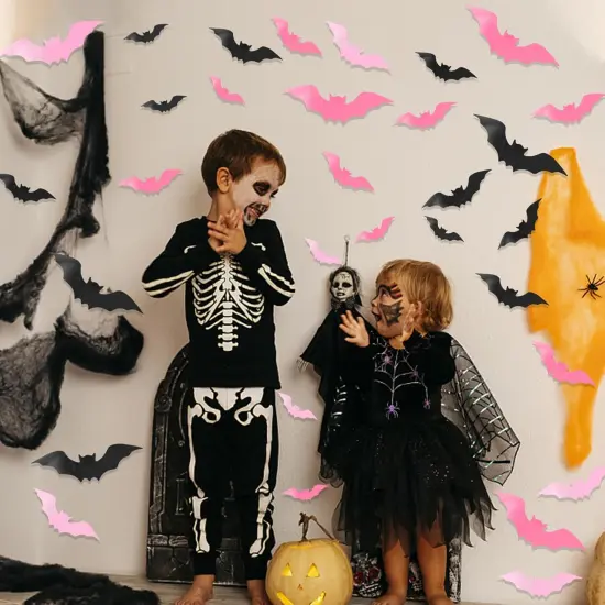 3D Halloween Wall Bats Decor - 48 Pink {2}