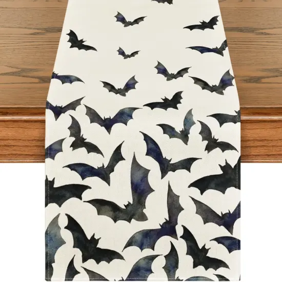 Black Bats Halloween Table Runner {1}