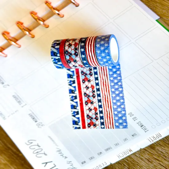 4th Of July Red White Blue Summer Washi Tape Set July 2025 - W135 {3}