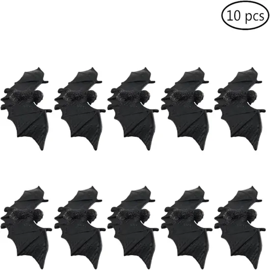 10 Pieces Fake Bats Wall Decor - Black {3}