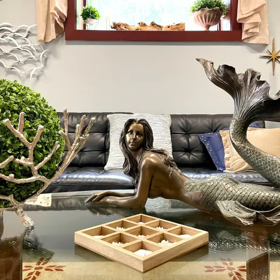 Wooden Tic Tac Toe Game Starfish Sand Dollar Coastal Beach Decor 7 in Board Gift {7}