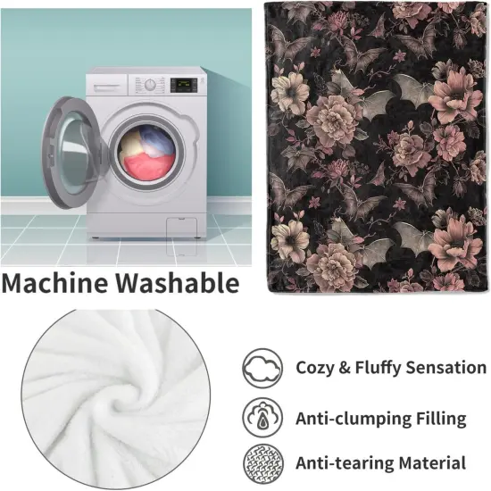 Gothic Blanket, Floral and Bat Halloween {3}