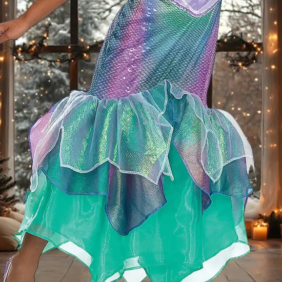 Deluxe Toddler Ariel Costume Little Mermaid Disney Dress Medium 3T&ndash;4T {4}