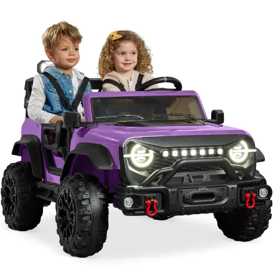 Best Choice Products Kids 24V 2-Seater Electric Ride-On Car Truck w/ Parent Control, Bluetooth, LED Lights Black {7}