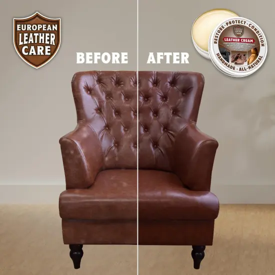 European Leather Care Cream Leather Cleaner and Conditioner - All Natural Leather Boots Leather Maintenance Cream Leather Conditioner Shoe Polish, Leather Couch, Furniture, Purses, Car, Saddle Made in the USA {3}