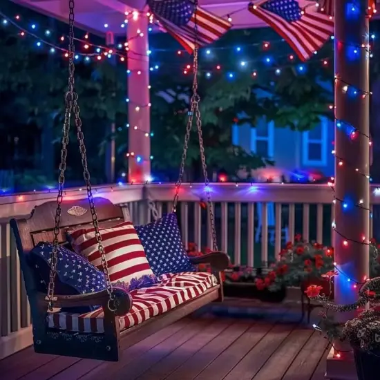 500 LED Red White and Blue Lights 4th of July Decorations, 173ft 8 Modes 4th of July Lights Outdoor, Waterproof Patriotic String Light Plug in for Memorial Day Independence Day Holiday Decor {4}