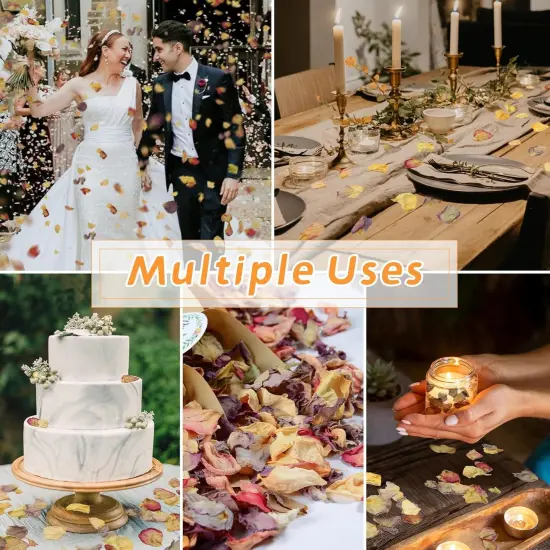 20+ Cups Real Rose Petals Biodegradable Wedding Flower Confetti, 2 QT Mixed Yellow Purple Pink Dried Roses Petals for Wedding {3}